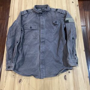 Black Scale Mens Canvas Millitary Style Button Up Shirt Small?